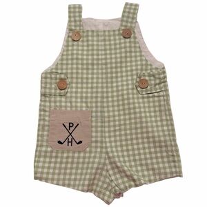 Hannah Kate Green Gingham Jon Jon Romper 18M